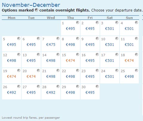flight calendar ita matrix