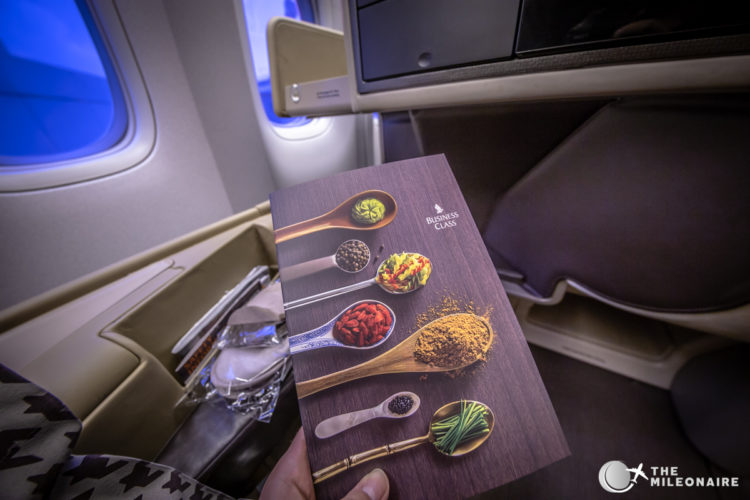 singapore airlines business menu