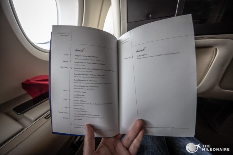 singapore airlines menu