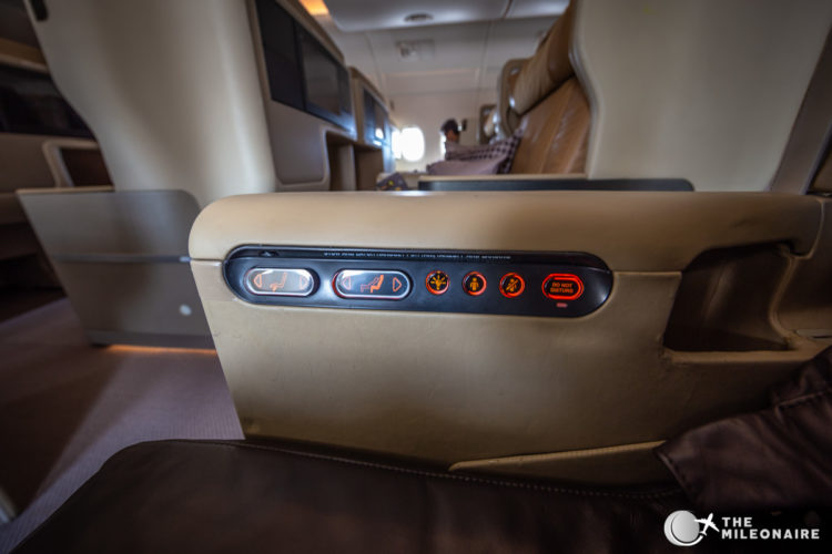 singapore airlines seat controls