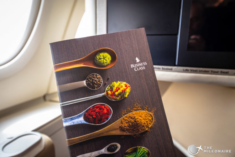 singapore business class menu